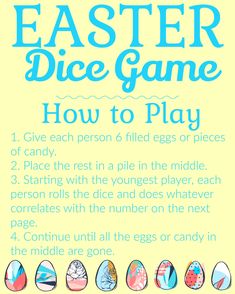 an easter dice game with instructions for how to play