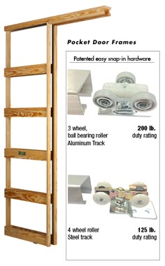 the instructions for how to install a wooden door frame with rollers and sheet track