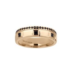 Add a touch of elegance to your look with this 14k gold Gemistry onyx band ring. Add a touch of elegance to your look with this 14k gold Gemistry onyx band ring.  Width: 17 mm Nickel free Metal: 14k gold Finish: polished Packaging: velvety pouchSTONE DETAILS Stone type: onyx Total weight: 1/4 ct. 1.90 mm x 1.90 mm; 1 mm x 1 mm Shape: round, square Setting: bezel, micro pave Gemstones may have been treated to enhance their appearance. Special care may be required. Please visit our  Gemstone Treat Womens Gold Rings, Onyx Wedding Band, Black Rectangle, Micro Pave, Stackable Rings, Womens Jewelry Rings, Gold Bands, Black Onyx, Gold Black