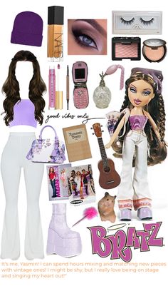 Yasmine Bratz Aesthetic Outfits, Bratz Dolls Aesthetic Costume, Iconic 00s Outfits, Coustems Ideas Halloween, Yasmin Bratz Outfit Ideas, Bratz Inspired Outfits Yasmine, Bratz Doll Outfits Halloween Costume, Brats Costume Ideas, Brats Outfit Aesthetic