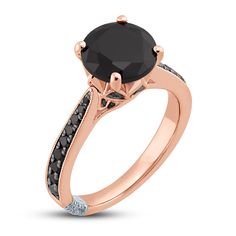 Formal Black Diamond Ring With Prong Setting, Elegant Rings With Black Diamonds, Elegant Black Diamond Ring With Center Stone, Classic Diamond Ring With Black Diamonds, Classic Black Diamond Ring With Brilliant Cut, Timeless Black Rings With Prong Setting, Elegant Black Round Diamond Ring, Elegant Black Brilliant Cut Rings, Black Brilliant Cut Diamond Wedding Ring