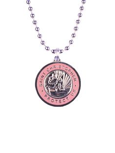 Jack's St. Christopher Necklace -Silver/ Pink St. Christopher-- The patron saint of travelers and divers is known for brining luck to travelers and symbolizing good fortune for all those undertaking journeys. The necklaces have come to represent adventure and overcoming obstacles, and are worn as a talisman for safety. Small Enough to layer of wear alone, overcome life's obstacles with the Jack's St. Christopher necklace. - 1/2" (Mini) Plated St. Christopher Medal - 3/4” (Small) Plated St. Chris St Christopher Necklace, St Christopher Medal, Clay Bead Necklace, Bracelet Inspiration, Overcoming Obstacles, Mini Plate, St Christopher, Saint Christopher, Clay Bead