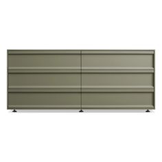 the sideboard is made from metal and has four drawers, one with two doors