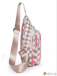 BirdinBag - Stylish Checkered Sling Bag with Adjustable PU Strap and Zipper Closure Bag With Zipper, Word Wrap, Waist Bags, Sling Bag, Pu Leather, Adjustable Straps, Bag Lady, Composition, Product Description