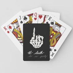 til death do us party playing cards Editable Blank Black And White Bachelorette, White Bachelorette, Unique Playing Cards, Black And White Color, Skeleton Hands, Bachelorette Weekend, Bachelor Party, Bridal Gifts