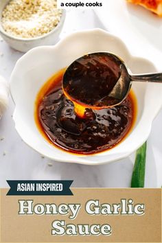 This Asian honey garlic sauce is sweet, tangy, and perfect for everything from veggies, shrimp, salmon to chicken. Make it in minutes with ingredients you already have! Try the recipe on our site. Garlic Sauce For Chicken, Honey And Garlic, Garlic Sauce Recipe, Homemade Sauce Recipes, Honey And Soy Sauce, Honey Garlic Sauce, Asian Sauce, Honey Sauce, Honey Soy