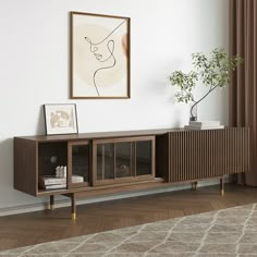 a living room scene with focus on the sideboard