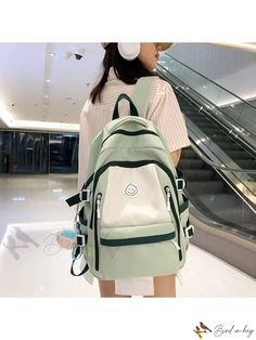 Bird in Bag - Portable Fashionable Student Backpack, Japanese Style Simple School Bag Casual Green Shoulder Bag For Students, Green Casual Bag For Students, Casual Green Bag For Students, Green Casual Bags For Back To School, Casual Green Bags For Back To School, Trendy Green Standard Backpack, Casual Green Standard Backpack, Trendy Green Student Backpack, Trendy Green Backpack For Back To School