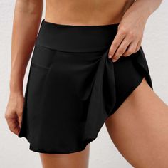 Black High Waisted Pocket Pleated Hem Swim Skirt maaji swimwear, swimsuits bikini flattering, bikini models #bikiniset #startabusiness #vendorlist Workout Fat Burning, Workout Man, Flattering Swimwear, Maaji Swimwear, Swimming Workout, Swimwear Shorts, Swim Skirt, Cute Bikinis, Skirt White