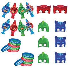 various masks and bracelets for children to wear