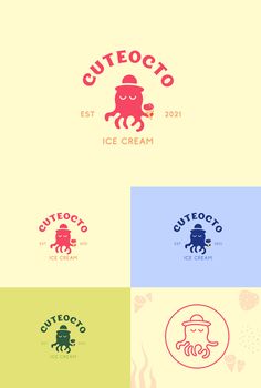 the logo for cute octopus ice cream, which is designed by graphic artist and designer