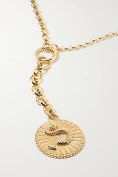 Foundrae's 'Wholeness' necklace inspires you to "seek unity within through growth and balance". It's crafted from polished 18-karat recycled gold and has an engraved pendant featuring an Ouroboros – the ancient symbol of a snake - and a single glistening diamond.<br><br>This product was Locally Made and Reduces Waste. Find out more about NET SUSTAIN <a href="https://www.net-a-porter.com/en-gb/campaigns/net-sustain">here.</a> Yellow Gold Necklace With Round Pendant, Gold-tone Medallion Necklace With Detachable Pendant, Unique Yellow Gold Medallion Necklace, Unique Necklace With Detachable Round Pendant, Gold Plated Medallion Necklace With Detachable Pendant, Luxury Gold-tone Necklace With Detachable Pendant, Luxury Coin Necklace With Adjustable Chain, Gold-tone Necklace With Detachable Pendant, Luxury Round Coin Necklace With Adjustable Chain