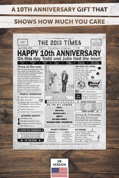 an old newspaper advertises the 10th anniversary gift that shows how much you care