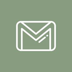 an email icon with the letter m in it's center, on a green background