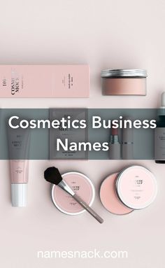 cosmetics and personal care items with the words cosmetic business names