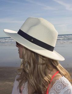 Havana Hat Cream Women Large Head Hat Solid Fedora Straw Hat With Uv Protection, Solid Color Fedora Straw Hat With Uv Protection, Uv Protection Fedora Straw Hat, Classic Solid Color Sun Hat For Beach, Classic Beach Sun Hat, Solid Color Fedora With Uv Protection, Solid Panama Hat With Curved Brim For Travel, Panama Hat With Curved Brim For Travel, Solid Color Fedora Straw Hat For Travel