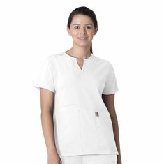 Keep all the things you need for a busy shift close at hand with this women's scrub top. The polyester-blend fabric has built-in flex so you can maneuver through small spaces or reach for supplies with ease. A cell phone pocket and earbud holders give you easy access to your electronics.Features50% Recycled Polyester / 50% PolyesterBuilt with Force technology to wick sweat, dry fast, and fight odorsFastDry® technology keeps you cool for all day comfortBuilt to move with Rugged Flex®Stain Breaker Carhartt Scrubs, Stylish Scrubs, Pocket Princess, Plus Size Workwear, Womens Scrub Tops, Carhartt Womens, Collar Bone, Womens Scrubs, Ripstop Fabric