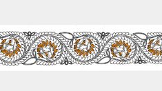 an intricately designed border with orange flowers and leaves