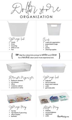 the different types of storage containers are labeled