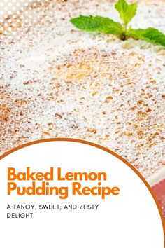 baked lemon pudding recipe with text overlay