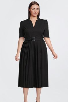 Called The Forever Dress For A Reason, This Structured Crepe Midi Style Suits All Kinds Of Special Occasions. Designed To Outlast Trends And Seasons, It Shows Off A Notched Neckline, Elbow-Length Sleeves And Pressed Pleats. It Buckles Neatly At The Waist With A Matching Fabric Belt And Makes A Style-Savvy Choice For Spring Weddings, Work Days Or Balmy After-Dark Drinks.Expertly Designed For Those Size 18 And Above, Our Plus Size Collection Is Perfectly Proportioned To Ensure You Look Fashionable Dark Drinks, Plus Size Midi Dress, Midi Dress Outfit, Pleat Dress, Structured Dress, Notched Neckline, Spring Weddings, Style Savvy, Pleated Midi Dress