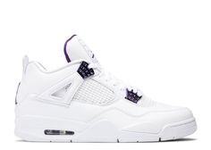 the nike air jordan iv is white and purple