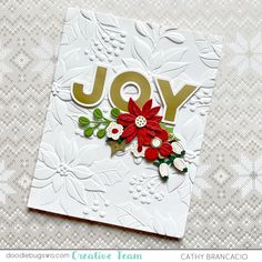 a close up of a card with the word joy on it