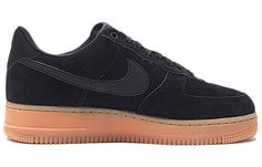 Nike Air FORCE 1 07 LV8 SUEDE Black/Black-GUM MED BROWN-IVORY AA1117-001 Nike Air Force 1 07, Black Gums, Nike Air Force 1, Air Force 1, Nike Air Force, Air Force, Gum, Black And Brown, Nike Air