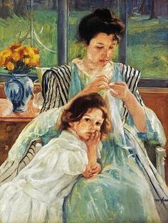 a painting of two women sitting next to each other