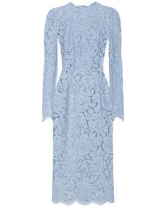 Dolce & Gabbana Light Lilac Lace Midi Dress Round neck Long sleeves Concealed back zip closure Slim silhouette Midi length Scalloped trim Lace fabrication Lined 43% viscose, 34% cotton, 23% polyamide outer, 100% polyamide lining Made in Italy Royal Outfits Classy, Dress Reference, Lace Bodycon Midi Dress, Bodycon Design, Laundry List, Light Lilac, Dolce Gabbana Dress, Scallop Hem, Royal Outfits