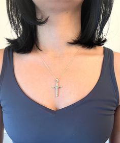 "Explore the enchantment of our 14K Gold INRI Crucifix Pendant - a real gold necklace that's 1.40\" inches long and has a unique hollow design. The detailed INRI inscription adds a sacred feel. To enhance its charm, you can choose our optional 14K Gold Dainty 1.0mm Cable Chain, creating a timeless expression of faith. Elevate your fashion with our 1.40-inch 14K Gold INRI Crucifix Pendant - a timeless piece that exudes reverence and sophistication. Suitable for any occasion, this hollow design makes it an ideal accessory. Add extra beauty by opting for the optional dainty cable chain in 14K Gold, achieving a perfect balance of faith and style. Product Specification: ------------------------------- * Metal: 14k Gold (Properly Stamped, 14K) * Genuine 14K Cross * Condition: Brand New * Approxi Cable Jewelry, Real Gold Necklace, Crucifix Necklace, Gold Cross Pendant, Cross Chain, Hollow Design, Gold Cross, Chain Pendant, Wedding Necklace