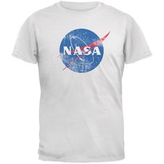 With this vintage distressed NASA logo shirt, your kid will look like they've been a fervent NASA supporter forever. This Old Glory design is printed on a high-quality 100% cotton youth t-shirt. Unisex Cotton T-shirt For Fan Merchandise, Cotton T-shirt With Graphic Design For Fan Merchandise, Cotton T-shirt With Graphic Design For Fans, Basic Cotton T-shirt For Fan Merchandise, Cotton Shirt With Logo Print For Fan Merchandise, Unisex Cotton Shirt With Logo Print, Vintage White Cotton T-shirt, White Cotton T-shirt For Fan Merchandise, Cotton Shirt With Logo Print