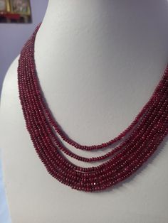 17''Fine 391 Carat Natural Ruby Smooth Rondelle Gemstone Beads Necklace With Adjustable Cord Necklace Stone : Ruby Natural Shape :- Smooth rondelle Necklace - 17 inch 7 line string Size :- 2.5 - 3 mm Weight :- 391 carat Polish :- Handmade color - red makes a great gift for your loved ones. Click below to see live stock: https://www.etsy.com/au/shop/ShakugemsStore?ref=search_shop_redirect If for any reason you are not satisfied with your purchase. You can return it for a full refund within 5 days Rondelle Necklace, Carnelian Bracelet, Necklace Stone, Gemstone Beaded Necklace, 108 Bead, Drop Beads, Emerald Stone, Cord Necklace, Natural Shapes