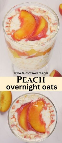 gluten free peach cobbler Overnight Oats With Honey, Peaches And Cream Overnight Oats, Peach Overnight Oats, Overnight Oats Recipe Easy, Oats Milk, Night Oats, Best Overnight Oats Recipe, Easy Zucchini Bread, Blueberry Overnight Oats