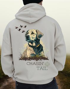 Calling all hunters! Need a hoodie for your next hunt? Look no further. This Men's Chasing Tail Hunting hoodie is the perfect fit for your outdoor adventures. Whether you're duck hunting, bird dogging, or deer hunting, you'll be lookin' sharp in this Labrador Retriever hoodie! Ready, aim, impress! Introducing our Gildan Ultimate Heavy Blend Hoodie for cozy comfort! Being designed for everyday wear, this hoodie is made from a premium 50/50 cotton-polyester blend, enhancing durability, while also staying super comfortable. This cozy  hoodie provides warmth, a soft feel, and long-lasting comfort and durability.      The hood is double-lined with drawstrings for added warmth and an adjustable fit. Its double-needle stitching on the cuffs and waistband provides extra durability, while the spaci Hunting Hoodies, Duck Calls, Bird Dog, Bird Hunting, Hunting Gifts, Gifts For Hunters, Bird Dogs, Hunting Season, Duck Hunting