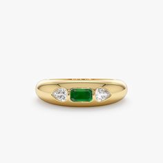 Embrace the essence of May birthdays with our exquisite dome ring, featuring an alluring octagon emerald at its heart. Surrounded by pear-shaped diamonds, this captivating piece is a celebration of elegance and sophistication. The vibrant green of the emerald, symbolizing renewal and growth, makes it an ideal gift for those born in May. - Handmade - Solid Gold - Natural Diamonds and Emerald  - G Color, SI Quality Diamonds - Total Diamond Carat Weight: 0.16 ctw - Total Emerald Carat Weight: 0.31 Emerald Dome Ring, Emerald Pinky Ring, Emerald And Diamond Wedding Band, Gold And Emerald Ring, Emerald Baguette Ring, Diamond And Emerald Ring, Born In May, Jewelry Emerald, Ring Inspo