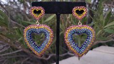 Rhinestone heart hoops Multicolor Heart Beads Jewelry For Party, Multicolor Metal Jewelry With Heart Charm, Heart-shaped Jeweled Jewelry For Party, Double Heart Rhinestone Jewelry For Party, Multicolor Heart Charm Earrings For Parties, Multicolor Metal Jewelry With Heart Beads, Multicolor Heart Pendant Jewelry For Parties, Trendy Heart Shaped Rhinestone Jewelry, Multicolor Heart Shaped Metal Jewelry