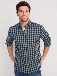 The Everyday Shirt for men is the button-down that puts in work eight days a week.  Spread collar.  Seamed back yoke, with center box pleat.  Long sleeves, with buttoned cuffs and buttoned sleeve plackets.  Patch pocket at left side of chest.  Soft-w Green Button-up Shirt With Patch Pockets, Cotton Flannel Shirt With Patch Pockets, Long Sleeve Flannel Shirt With Button Cuffs For Work, Casual Collared Flannel Shirt With Button Cuffs, Green Long Sleeve Flannel Shirt With Button Closure, Cotton Flannel Shirt With Button Cuffs, Green Long Sleeve Shirt For Everyday, Everyday Green Long Sleeve Shirt, Casual Button-up Flannel Shirt With Button Cuffs