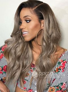 Anthony Cuts Loose Wavy Side Bangs Gray Lace Front Wig - AnthonyCuts054 Wavy Side Bangs, Anthony Cuts, Blonde Curly Wig, Best Lace Wigs, Blonde Bob Wig, Real Hair Wigs, All Hairstyles, Side Bangs, Artistic Hair