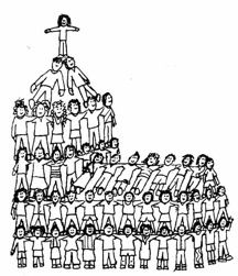 a drawing of a group of people standing on top of a church steeple with the words, god doesn't want you to go to chuen god wants you to be his church