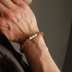 Elevate your style with our Brown Braided Leather Bracelet for Men! Show off your unique style with custom beads that can be personalized with a special date or name. Perfect for anniversaries, birthdays, or just because. Give the gift of thoughtful customization with our Mens Custom Leather Bracelet. Classic Engraved Leather Bracelet, Classic Personalized Beaded Bracelets As Gift, Classic Personalized Beaded Bracelets For Gifts, Classic Bracelets For Everyday And Father's Day, Classic Everyday Bracelets For Father's Day, Classic Leather Bracelet With Engraving Option As A Gift, Classic Adjustable Bracelets For Personalized Gift, Classic Leather Bracelet With Engraving Option, Classic Adjustable Jubilee Bracelet Wristband