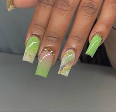 Light Green Nails, Green Acrylic Nails, Dope Nail Designs, Her Nails, Short Square Acrylic Nails