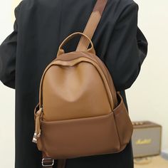 Vintage Women Leather Backpack Fashion Ladies Travel Backpacks School Bags for Girls New Shoulder Bags Mochila Feminina [20240117] Brown Chest Bag With Large Capacity In Backpack Shape, Trendy Brown Chest Bag For School, Faux Leather School Backpack, Brown Satchel Chest Bag For School, Brown Portable Shoulder Backpack, Portable Brown Shoulder Bag Backpack, Trendy Brown Chest Bag Backpack, Brown Backpack With Mobile Phone Bag, Brown Standard Backpack With Mobile Phone Bag