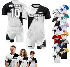 Our Custom soccer jersey are designed to be sleek and dynamic, perfect for showcases your style and energy for the match or casual day. Available in XS-5XL sizes for men, women, youth and toddler in many color options, these Personalized Soccer Jersey offer exceptional durability and resistance to wear and tear, making them an investment that will accompany you through any matches and seasons.  🎨If you have any REQUEST or OTHER DESIGN IDEA to re-custom the pattern or color, simply MESSAGE US an White Jersey With Sublimation Print For Sportswear, White Jersey With Sublimation Print Sportswear, White Sportswear Jersey With Sublimation Print, White Sportswear Jersey With Letter Print, White Letter Print Sportswear Jersey, White Training Jersey With Team Name, White Sports Jersey With Graphic Print, White Letter Print Jersey For Sports, White Breathable T-shirt For Team Events