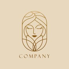 a woman's face with her eyes closed and the words company written in gold