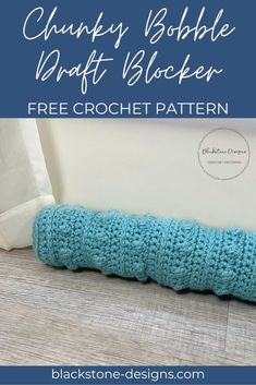 a crocheted pillow with text that reads chunky bubble knitt blocker