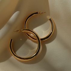 Mya Gold Plated Hollow Hoop Earrings  Perfect for every occasion, very lightweight, medium size hoops! Foto Inspo, Jewelry Earrings Hoops, Pretty Jewellery, Ear Jewelry, Christmas List, Mumbai, Medium Size, Etsy Earrings, Gold Plate