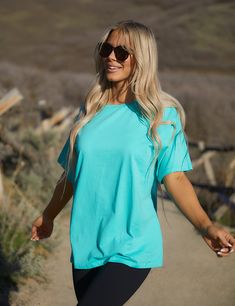 Get out into the sunshine with our favorite Top! This oversized Top is fun to take you to the places you need! Model is wearing a size Small. True to size, standard fit Material 95% Cotton 5% Polyester Measurements 27.5" Long 21" Chest Shipping & Returns Click here to learn more about Shipping and Processing Click here to read our Return Policy Oversized Solid Color T-shirt For Summer, Casual Solid Color T-shirt For Vacation, Relaxed Solid Color Summer T-shirt, Casual Solid Color Tops For Vacation, Relaxed Fit Solid Color T-shirt For Loungewear, Oversized Summer Tops For Everyday, Oversized Everyday Summer Tops, Oversized Tops For Everyday Summer Wear, Summer Cotton Tops In Solid Color