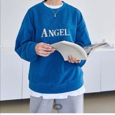 Blue Angel Fleece Pullover By Dazy Shein. 100% Polyester. Oversized. Size Medium. Brand New! Oversized Long Sleeve Sweater With Letter Embroidery, Oversized Long-sleeved Sweater With Letter Embroidery, Oversized Sweater With Letter Embroidery, Oversized Blue Sweatshirt With Letter Print, Oversized Blue Sweatshirt For Winter, Blue Letter Print Sweatshirt For Fall, Oversized Blue Long Sleeve Sweatshirt, Light Blue Letter Print Sweatshirt For Fall, Blue Sweater With Letter Embroidery For Fall