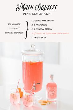 a pink lemonade cocktail with ingredients to make it